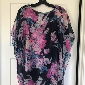 Sheer Floral Print Shawl